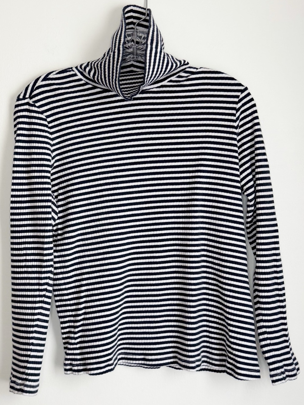 Jones New York Blue & White Striped Turtleneck Long Sleeve Top